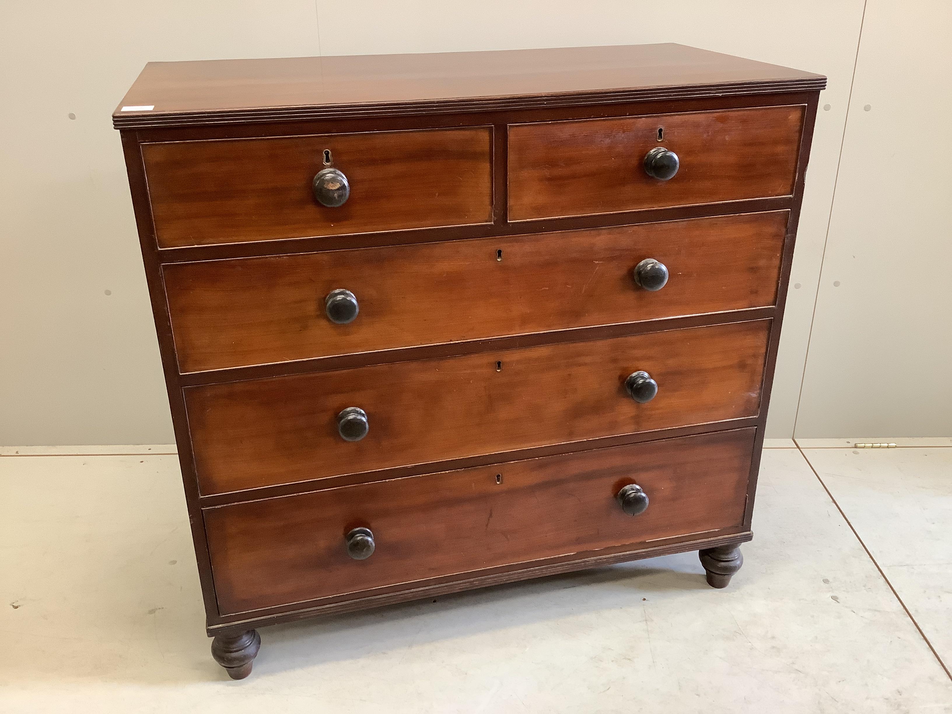 An early Victorian mahogany chest, width 108cm, depth 54cm height 104cm